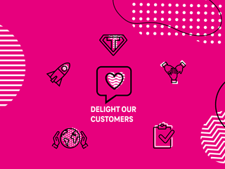 Icons and a lettering: delight our customers