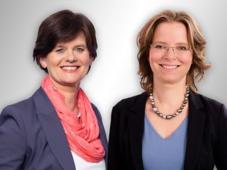 Kerstin Marx, Vorsitzende Konzernbetriebsrat Deutsche Telekom (links) und Birgit Bohle, Vorständin Personal und Recht