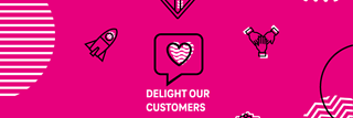 Icons and a lettering: delight our customers