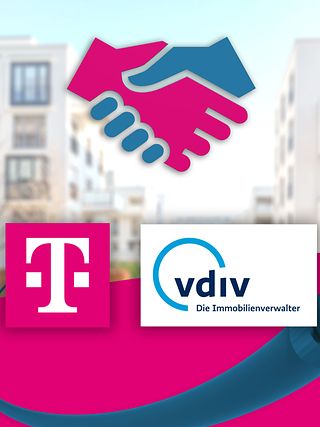 Das Bild zeigt eine Collage zwischen der Telekom und VDIV, es sind die Firmenlogos zu sehen.