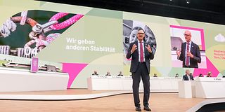 CEO Timotheus Höttges at Deutsche Telekom’s Annual General Meeting on April 7, 2022.
