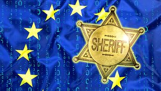 Europaflagge und Sheriff-Stern