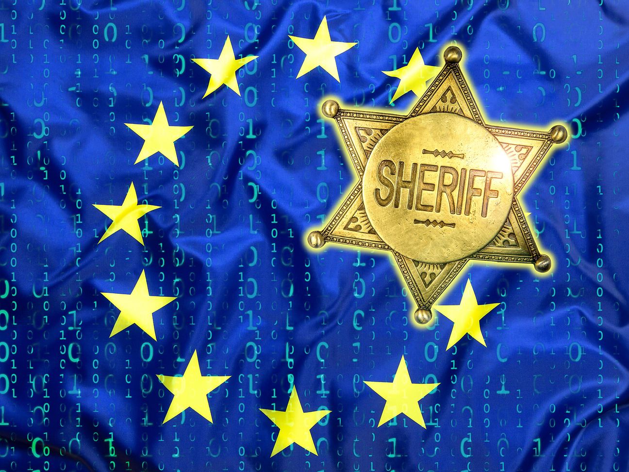 Europaflagge und Sheriff-Stern