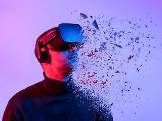 A virtual world that the user experiences with VR glasses