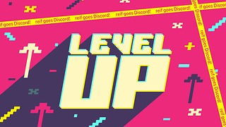 bunte Grafik mit Text "Level up - reif goes Discord"