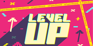 bunte Grafik mit Text "Level up - reif goes Discord"
