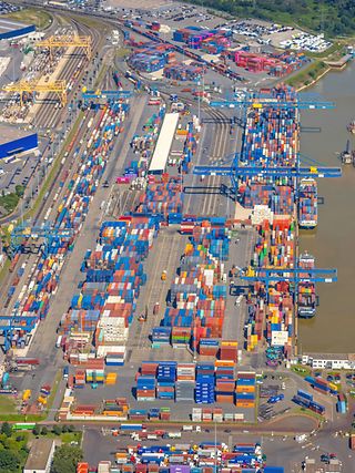 aerial view of logport I, Port of Duisburg