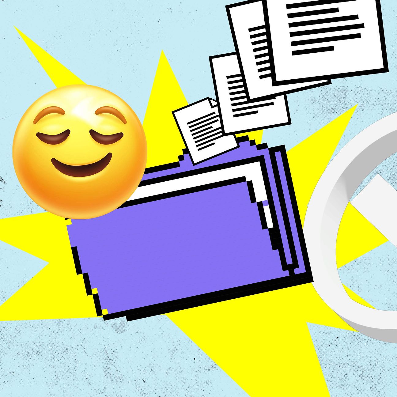 Digitale Icons: Smile, Herz und Datenblätter