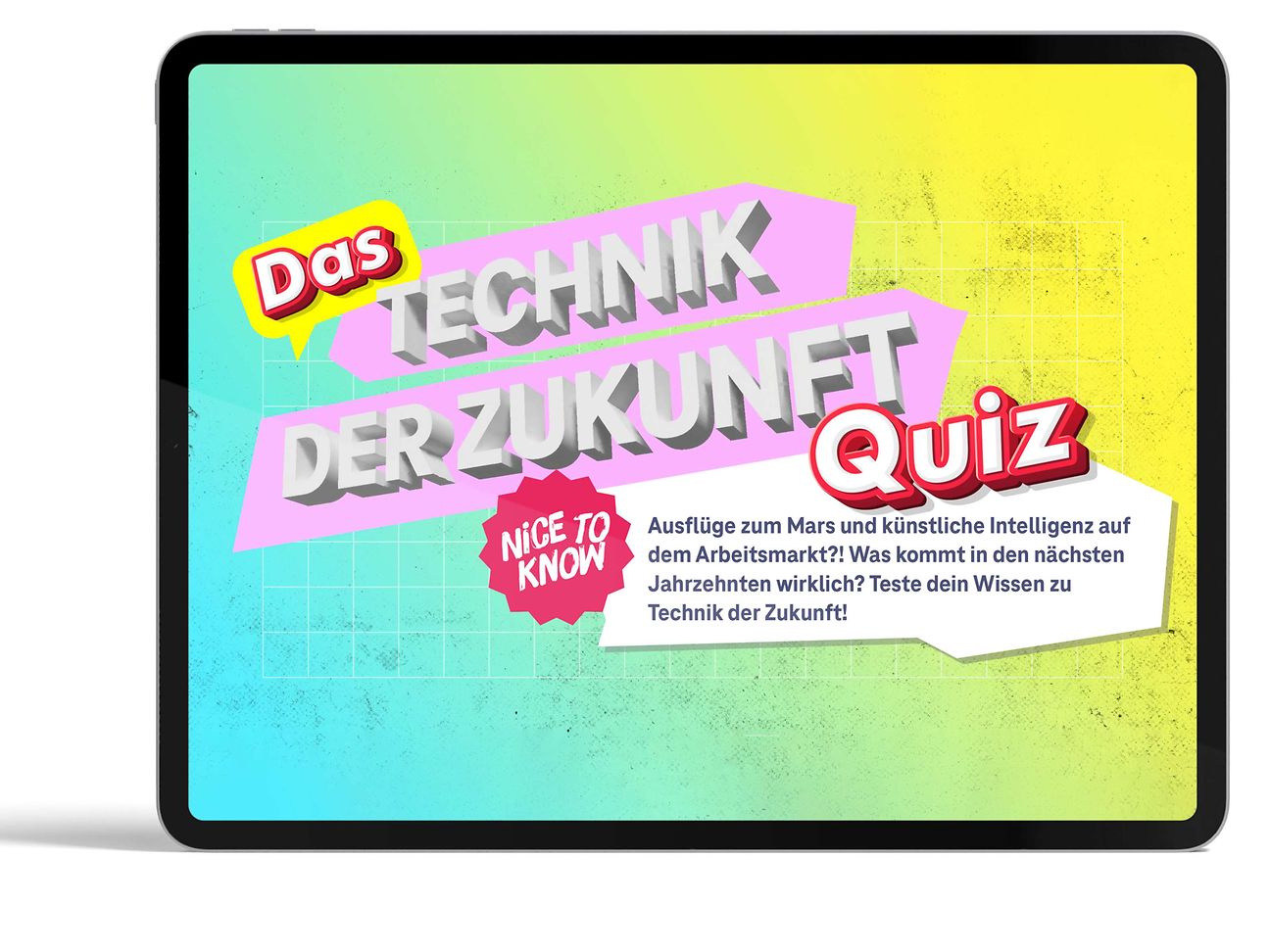 Tablet mit Screen des Quiz