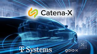 Logos of Gaia-X, Catena-X and T-Systems.