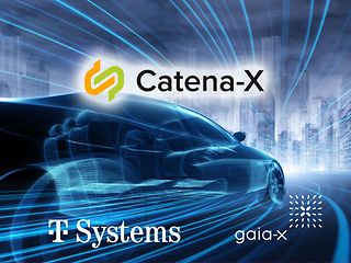 Logos of Gaia-X, Catena-X and T-Systems.