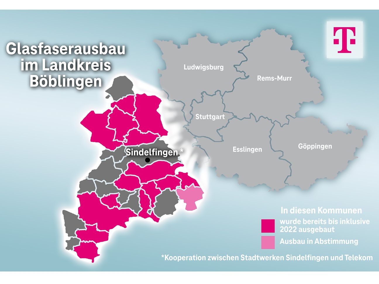 Ausbaukarte für den Landkreis Böblingen.