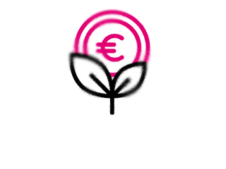 Icon mit einem Euro-Symbol und einem stilisierten Blatt