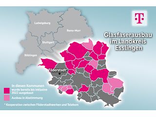 Ausbaukarte für den Landkreis Esslingen.