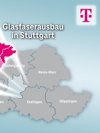 Ausbaukarte für die Landeshauptstadt Stuttgart. 