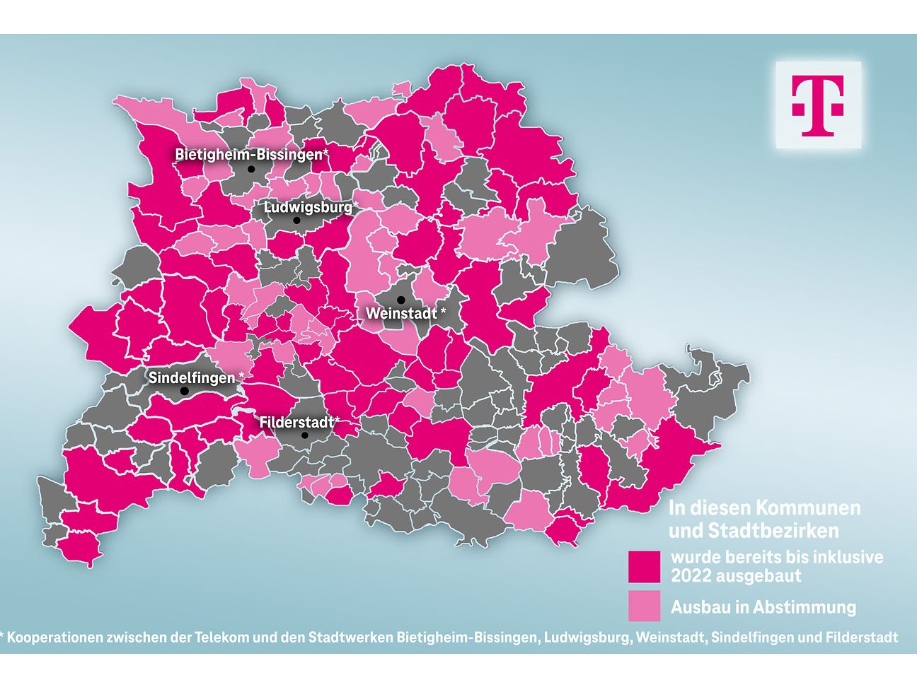 Ausbaukarte für die Gigabit Region Stuttgart