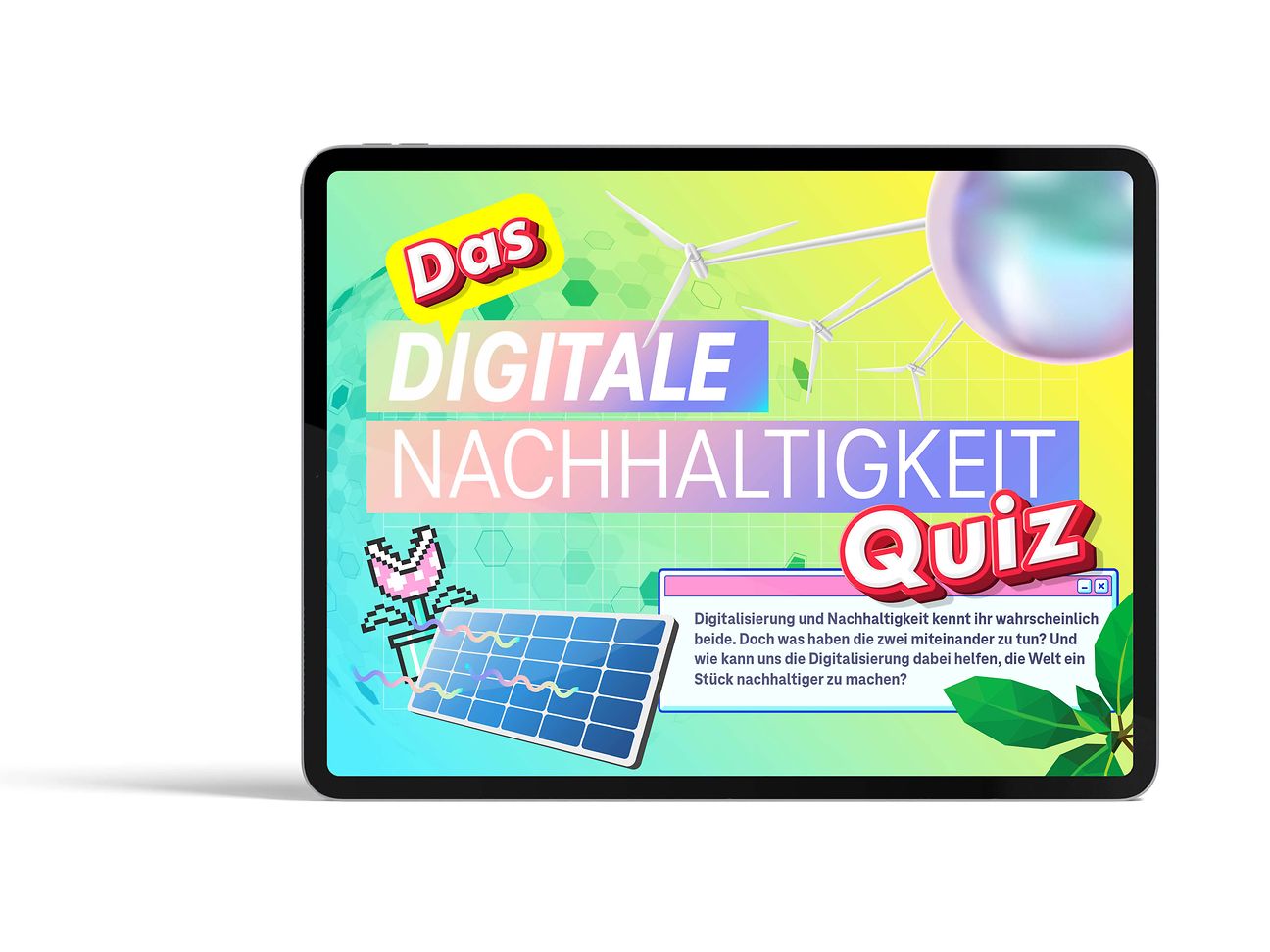 Tablet mit Screen des Quiz