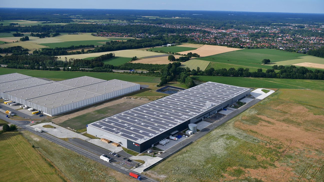 Picture shows photovoltaic system on logistics property