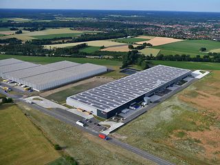 Picture shows photovoltaic system on logistics property