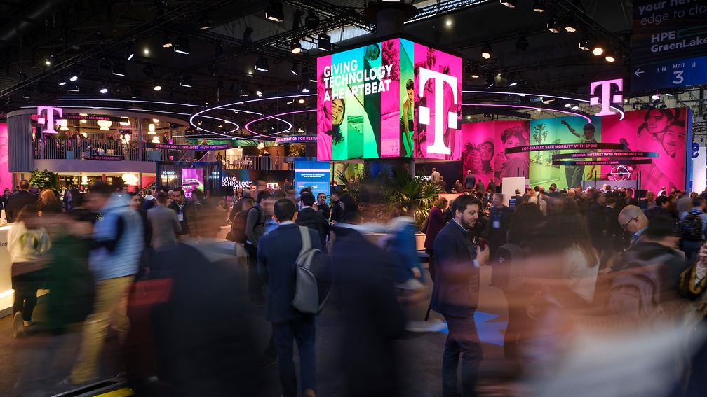Deutsche Telekom booth at MWC Barcelona 2023.