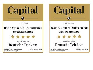 The magazine "Capital" gave Deutsche Telekom the grade "very good" as the best trainer in Germany.