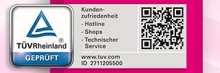 TÜV-Siegel für die Shops, die Hotline und den Technischen Service. 
