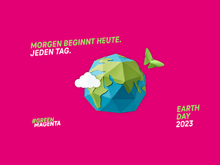 Symbolbild zum Earthday, Schriftzüge GreenMagenta und Earth Day 2023