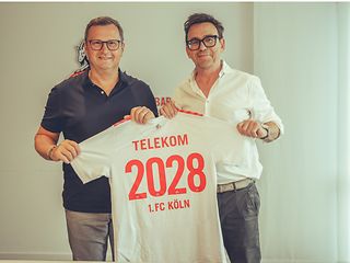 Klaus Werner (Telekom Geschäftsführer Finanzen) und Markus Rejek (FC Geschäftsführer) (Quelle: 1. FC Köln)