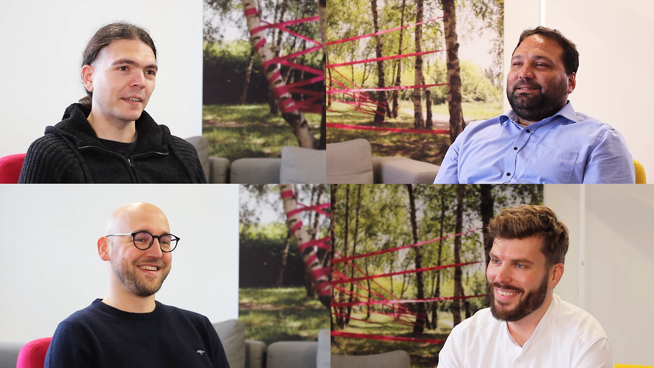 A montage of 4 people in profile smiling