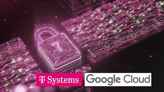 Logos von T-Systems und Google Cloud