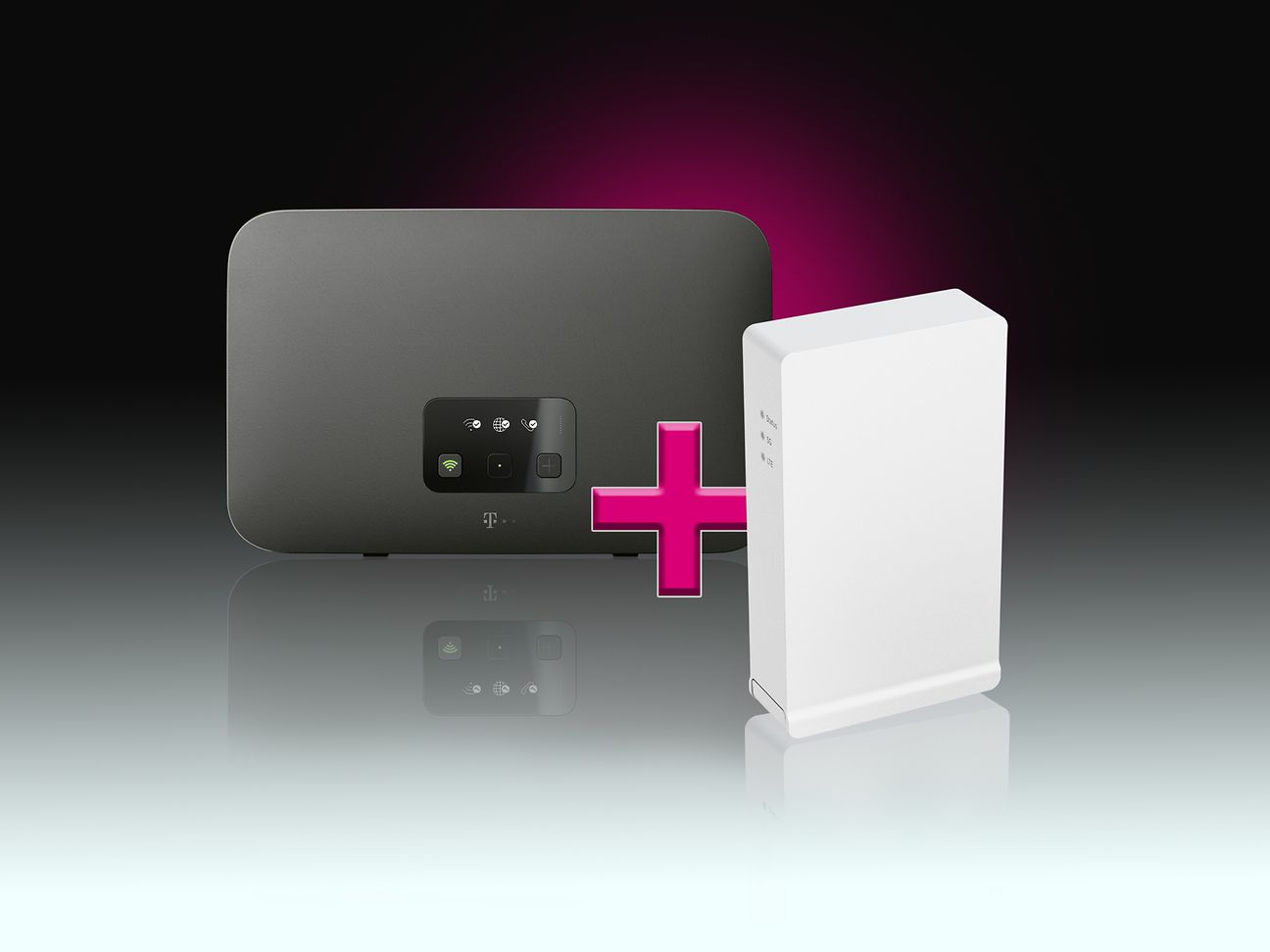 Ein Router und eine Mobilfunkantenne.