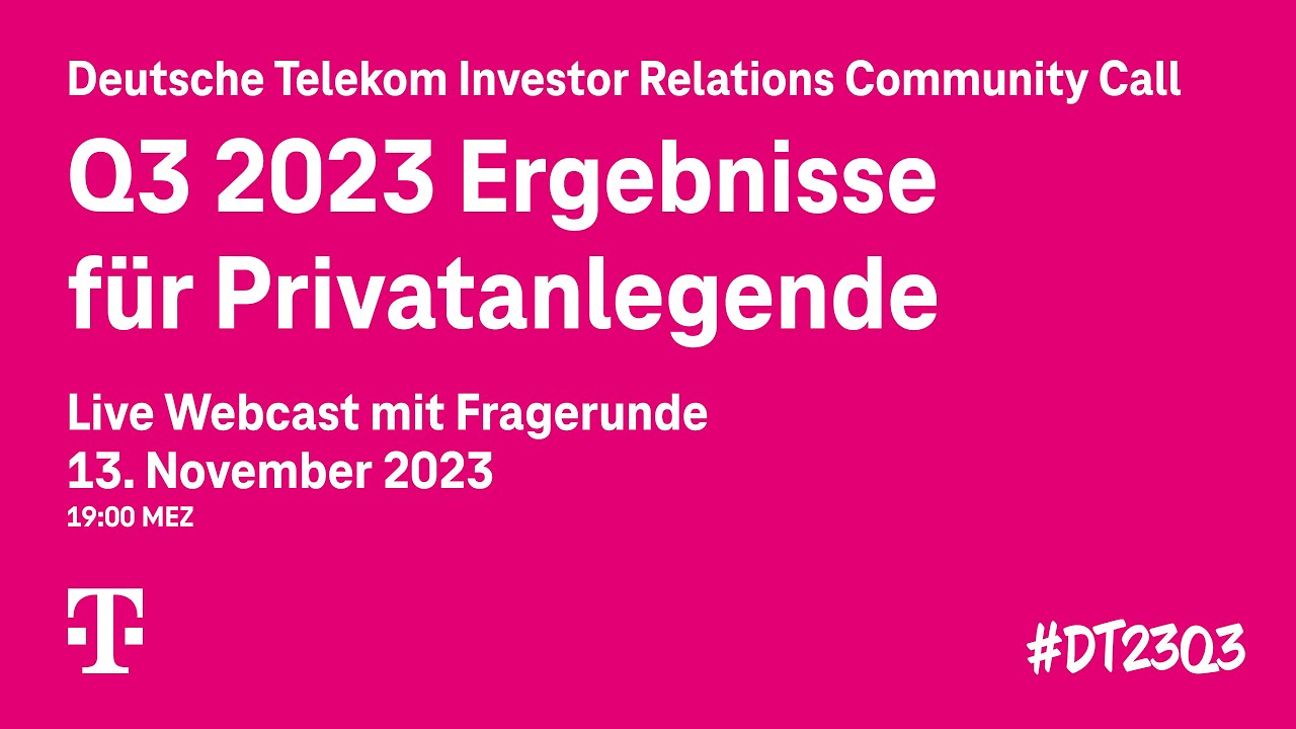 Q3 2023 Live Webcast für Privatanlegende am Montag, 13