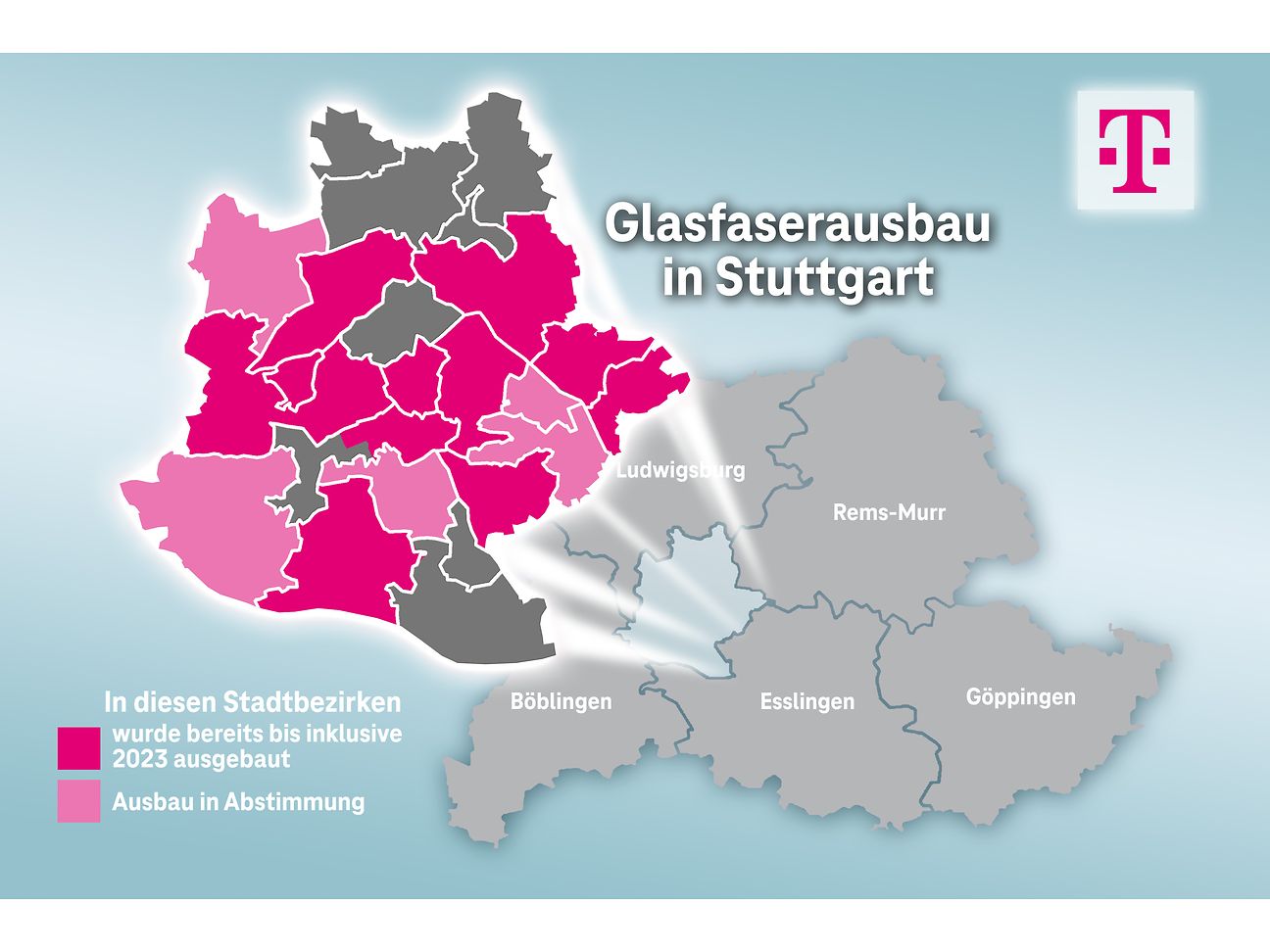 Ausbaukarte für die Landeshauptstadt Stuttgart.