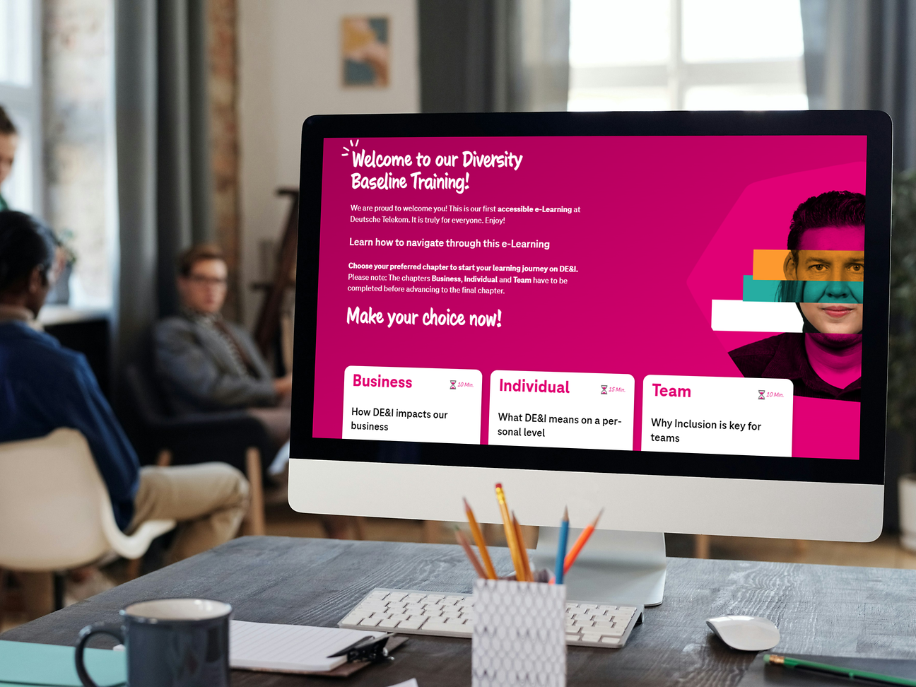 Computer screen showing diversity e-learning.