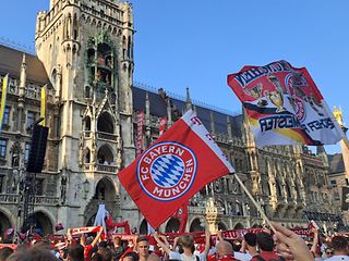 Meisterfeier 2023 auf dem Marienplatz in München. 