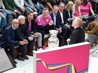 The European Championship trophy at Deutsche Telekom's headquarters in Bonn. 