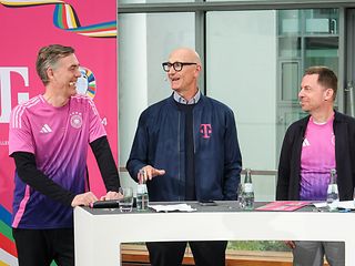 The European Championship trophy at Deutsche Telekom's headquarters in Bonn. 