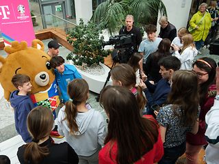 The European Championship trophy at Deutsche Telekom's headquarters in Bonn. 