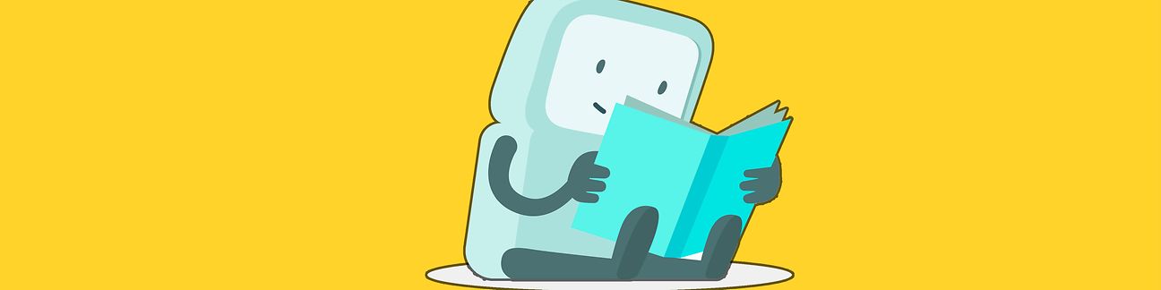 Illustration: Roboter mit einem Buch