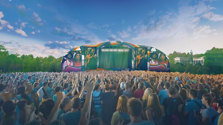 Große Konzert-Bühne für das Fan Fest zur EURO 2024.