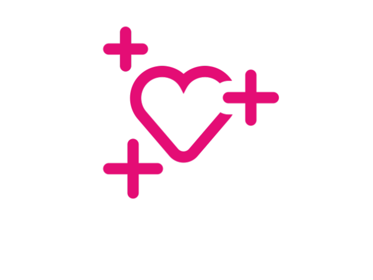 Magenta Icon Heart with three plus signs