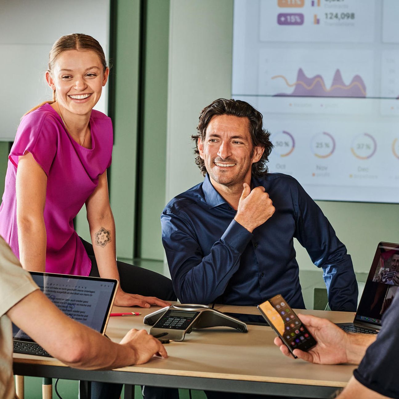 Meeting situation with 5 people in a meeting room