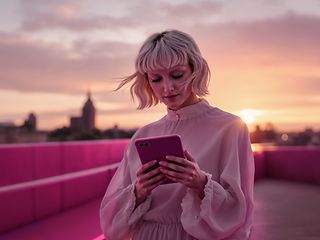 Woman with tablet.