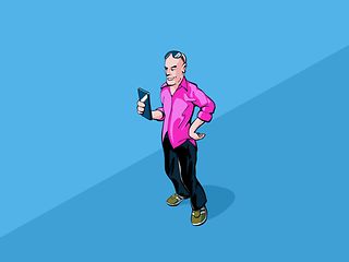 Ein Mann hält ein Handy in der Hand.