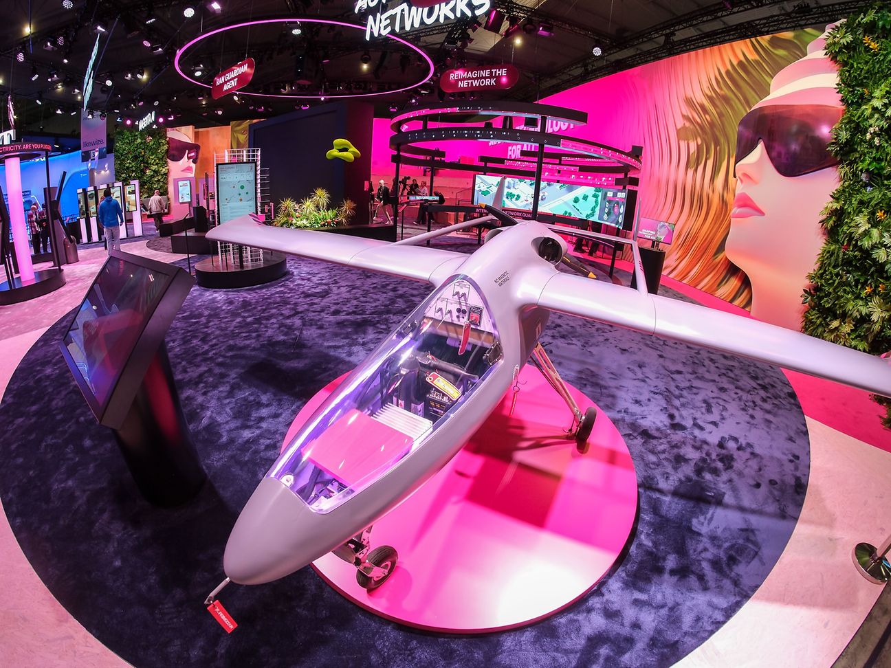 Drone showcase at the MWC booth.