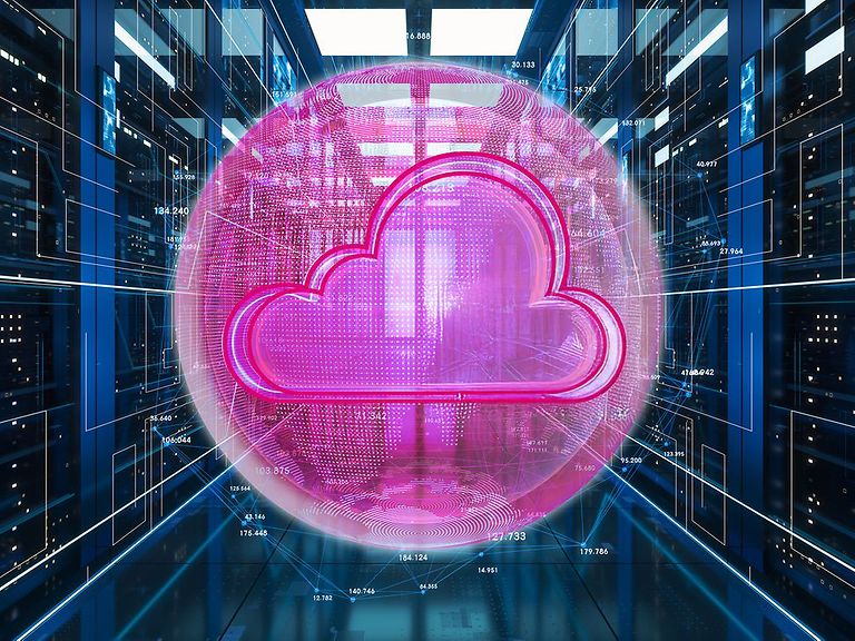 Graphic with a magenta cloud.