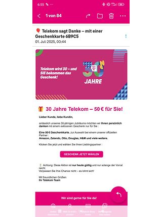 Abbildung der Phishing Mail