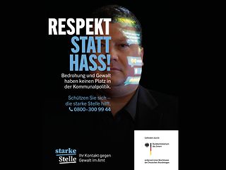 Campaign poster "starke Stelle" with inscription 'Respect instead of hate'