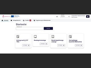 Darstellung der Startseite des Breitband-Portals