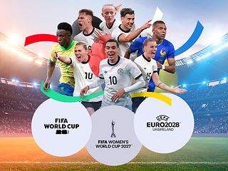 Collage aus Fußballspielerinnen und Fußballspielern